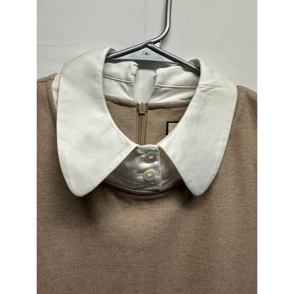 NWOT Tuckernuck Sandwhisp Dakota Dress Large Beige White A Line Peter Pan Collar - Picture 4 of 10